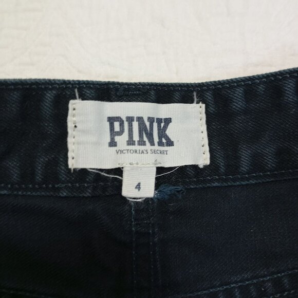 Victorias Secret Pink Shorts Womens Dark Wash Denim Distressed Frayed Hem Size 4 - Picture 2 of 8